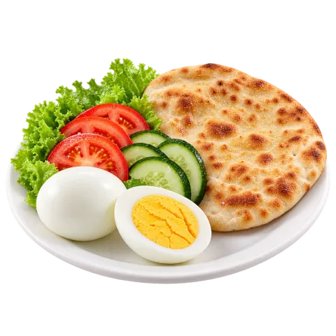 Boiled Egg with Bread & Salad