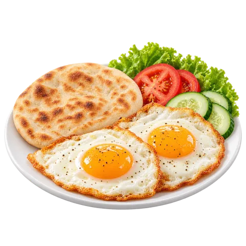Fried Egg with Bread & Salad